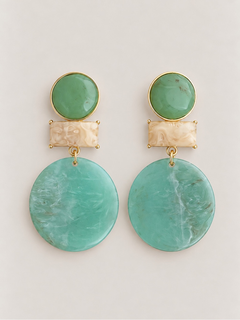 New! Turquoise Gemstone Disk Drop Earrings NWOT